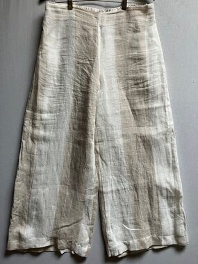 Banana Blue Striped 100% Linen High Waisted Wide Leg Pants Size L